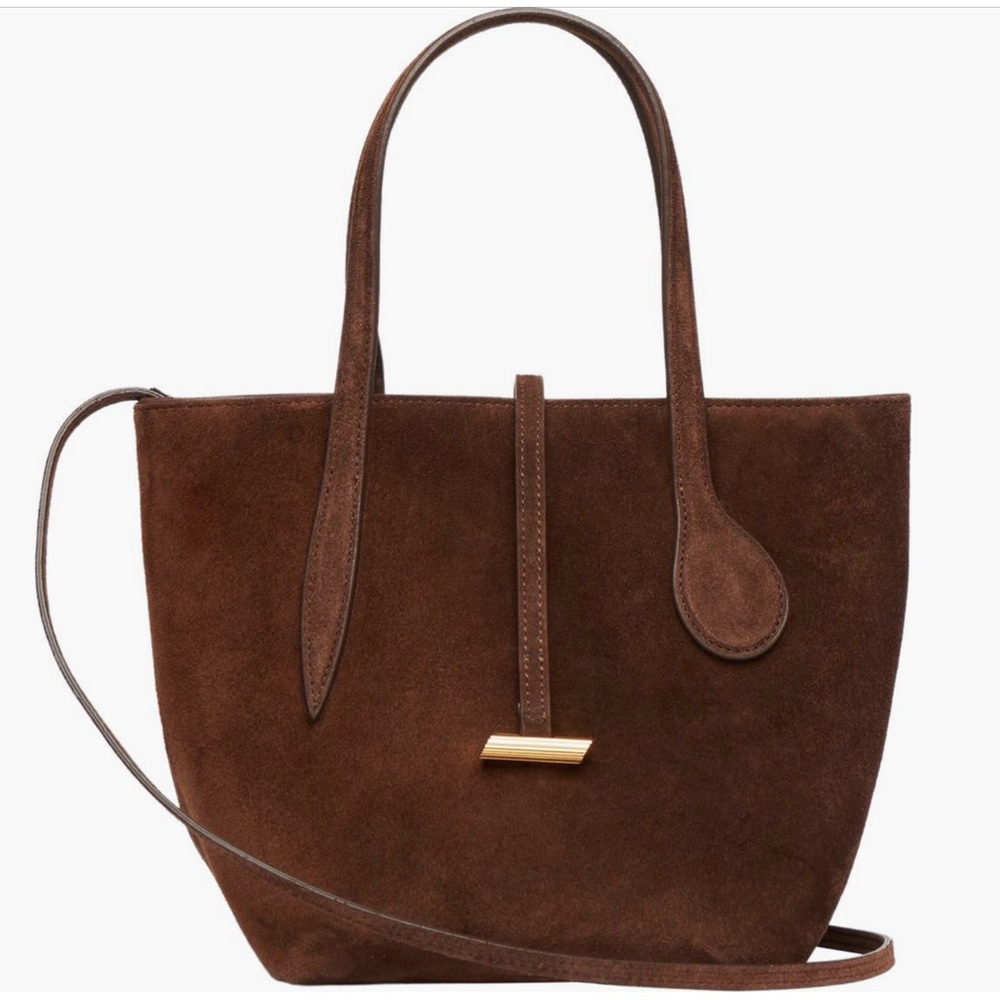 Little Liffner Brown Suede Tote Bag with Silver Accent - Women Bags